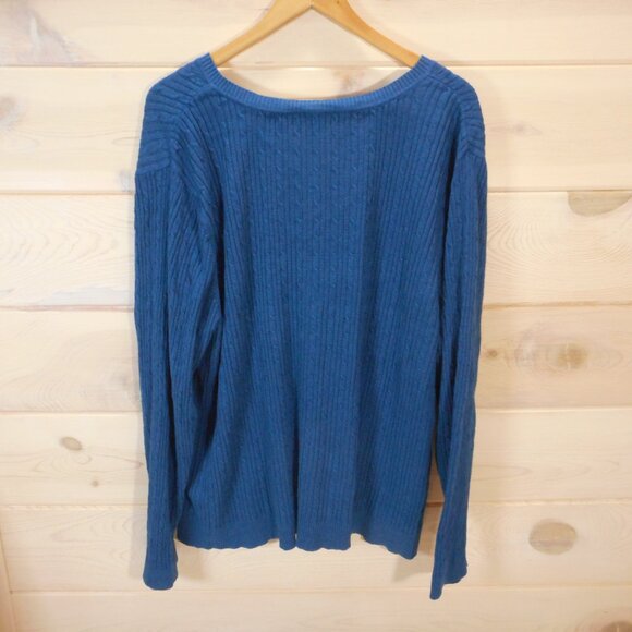 Lane Bryant Women's plus size 26/28 Long Sleeve Pullover Cable Knit Sweater Blue - Picture 3 of 10